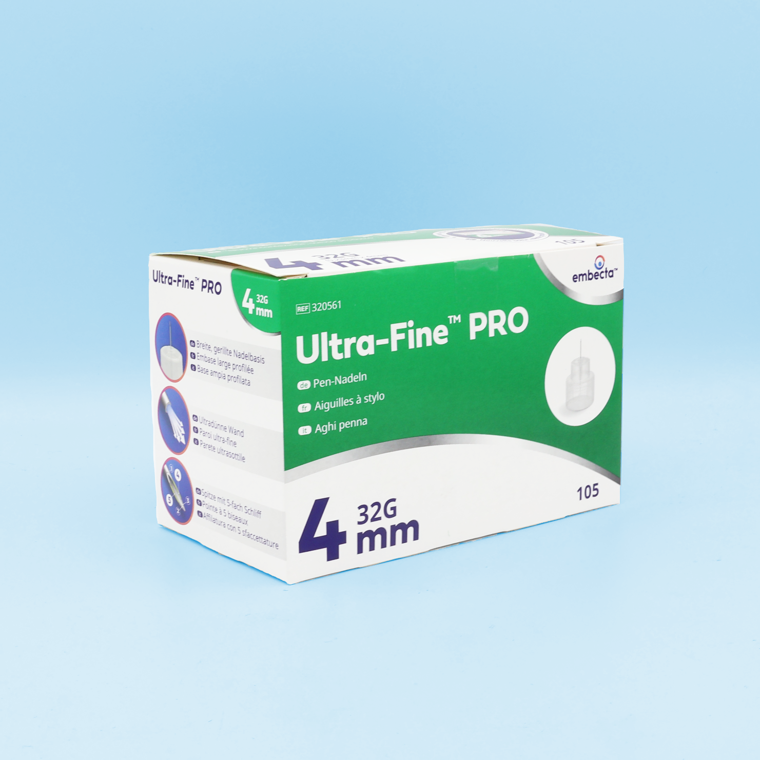 Embecta Ultra-Fine PRO 0,23 (32G) x 4 mm - 105 Stück